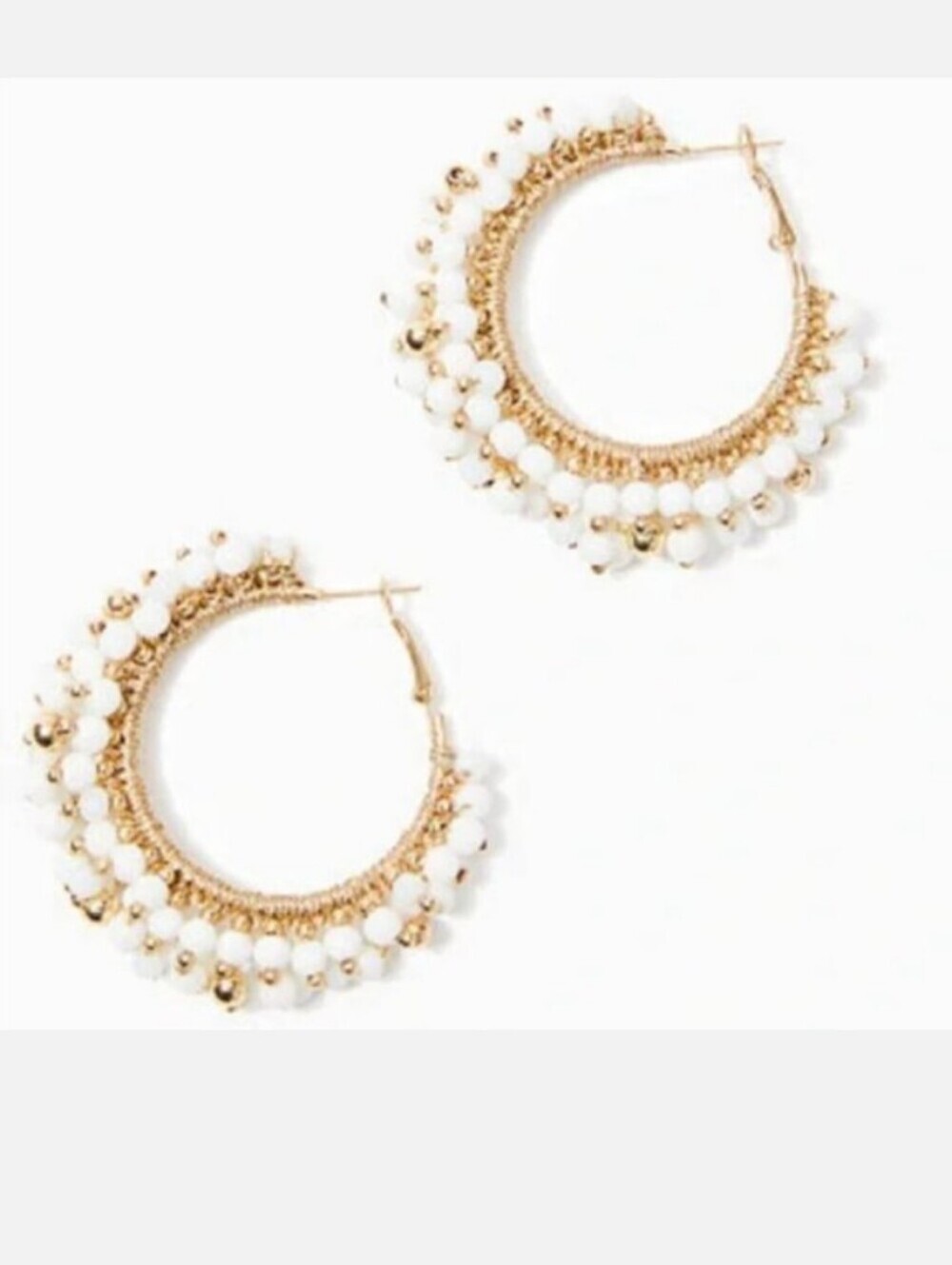 Lilly pulizer White Beaded Resort Hoops Nwt